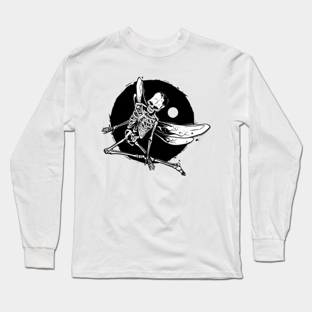 Winged Skeleton Grunge Long Sleeve T-Shirt by mehdime